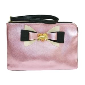 💕Betsey Johnson Saffiano Blush=Bow Wristlet/Pouch💕